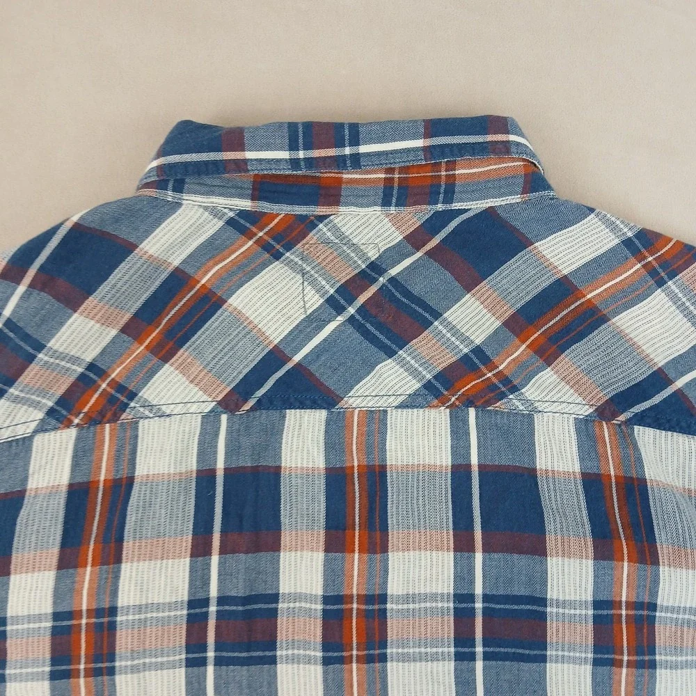 Levis XXL‎ Mens Shirt Lightweight Flannel Western Cowboy Pearl 23x28 Plaid